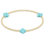 enewton Signature Cross Gold Bracelet 2mm Turquoise 
