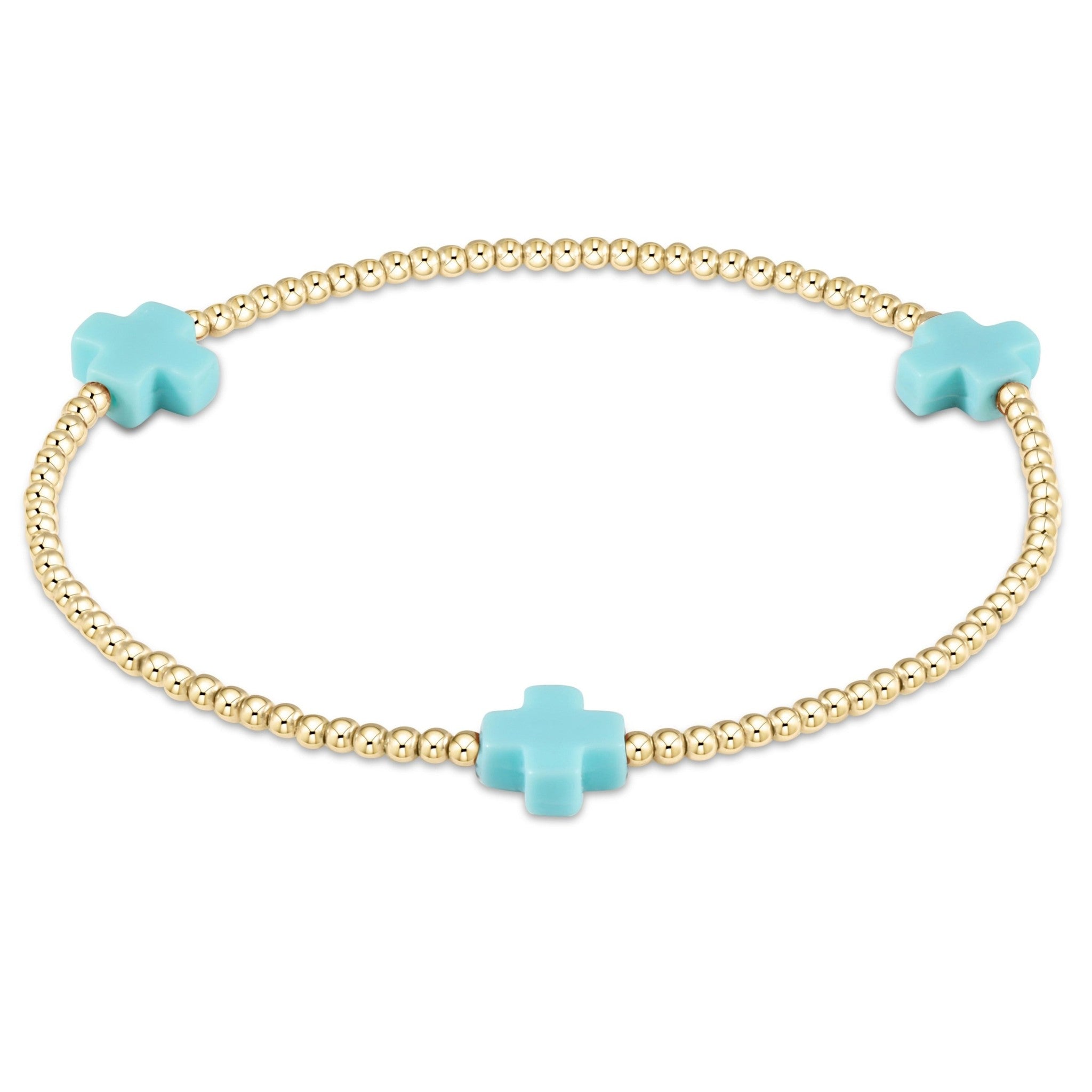 enewton Signature Cross Gold Bracelet 2mm Turquoise 