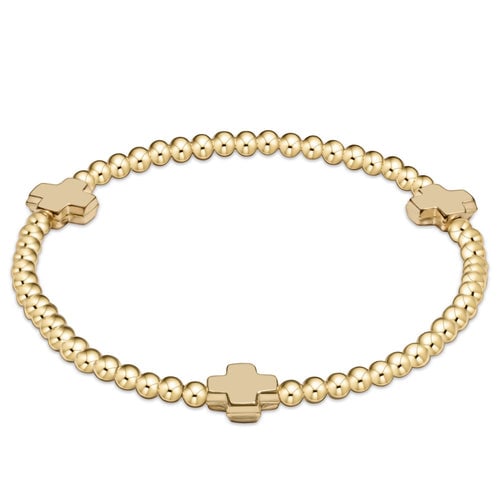 enewton Signature Cross 3mm Bead Bracelet Gold