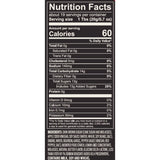 Nutrition facts label on a white background for  Sweet + Savory Sweet Bourbon Grillin Sauce.  Available at Be Charmed