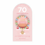 Jilzarah Bracelet with '70 and Fabulous' message on a pink card with birthday card included text. Available at Be Charmed.