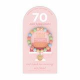 Jilzarah Bracelet with '70 and Fabulous' message on a pink card with birthday card included text. Available at Be Charmed.