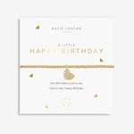 A Littles & Co Gold Happy Birthday Bracelet on Card
