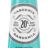 Hand cream tube labeled 'Gardenia' with branding and product details. Available at Be Charmed