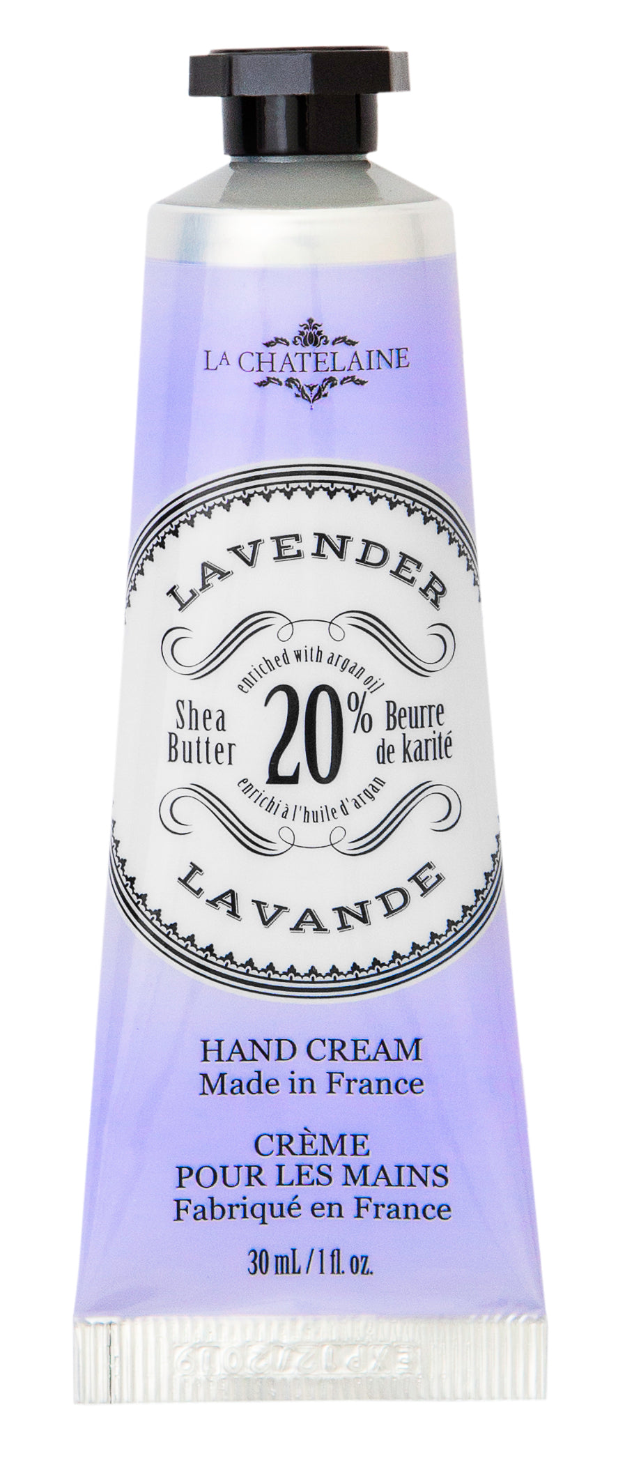Lavender hand cream tube with branding on a white background. Available at Be Charmed