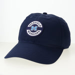 Navy blue cap with 'Medfield Warriors' logo on a white background. Available at Be Charmed