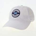 White cap with 'Medfield Warriors' logo on a white background. Available at Be Charmed