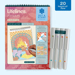 Lifelines Sweater Weather FlowArt Dot-By-Letter meditative art pad featuring guided letter keys and colorful markers available at Be Charmed