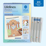 Lifelines Wags & Whiskers FlowArt Dot-By-Letter meditative art pad featuring guided letter keys and colorful markers available at Be Charmed