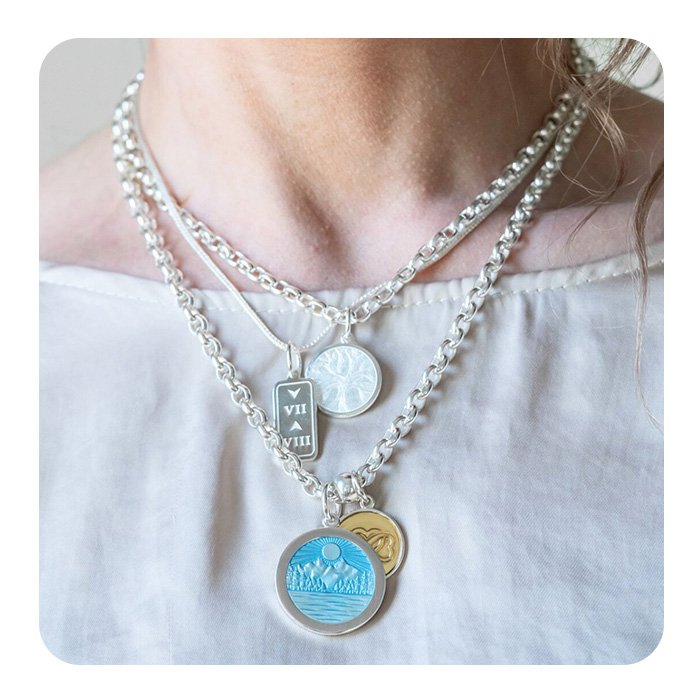 Silver Lola Light Blue Lake Life Pendant
