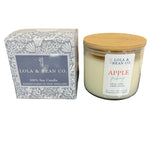 Lola & Bean 16oz 3 Wick Soy Candle in Apple Picking—seasonal fall fragrance candle. Available at Be Charmed
