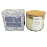 Lola & Bean 16oz 3 Wick Soy Candle in Apple Picking—seasonal fall fragrance candle. Available at Be Charmed