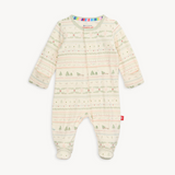 Magnetic Me Footie – Time of Wonder holiday print with magnetic closures, cozy and festive for baby. Available at Be Charmed.