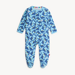 Magnetic Me Modal Footie – Necks Generation design with playful giraffe print and magnetic closures. Available at Be Charmed.