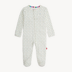 Magnetic Me Organic Cotton Footie – Eloise floral design with breathable fabric and magnetic closures. Available at Be Charmed.