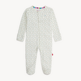 Magnetic Me Organic Cotton Footie – Eloise floral design with breathable fabric and magnetic closures. Available at Be Charmed.