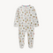 Magnetic Me Organic Cotton Footie – Funny Farm design with playful animal print and magnetic closures. Available at Be Charmed.
