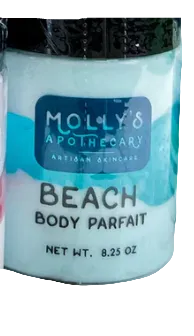 Jar of 'Beach Body Parfait' by Molly's Apothecary on a white background. Available at Be Charmed