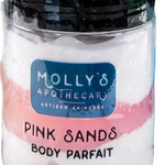 Jar of Molly's Apothecary Pink Sands Body Parfait on a white background. Available at Be Charmed