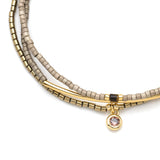 Scout Curated Wears - Tonal Chromacolor Miyuki Bracelet Trio - Pewter/Gold