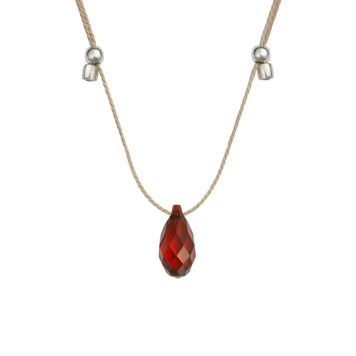 &LIVY Silver Hyevibe Crystal Slider Smoked Amber Necklace