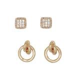 Periwinkle Duo w/CZ & Gold earrings featuring a sophisticated two-tone design with sparkling cubic zirconia and radiant gold, available at Be Charmed.