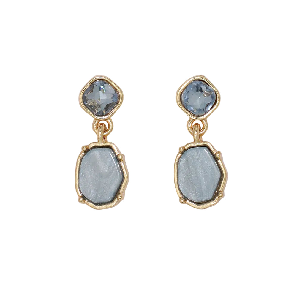 Periwinkle Dusty Blue w/Crystals earrings featuring faceted crystals in a soft dusty blue shade, available at Be Charmed