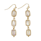 Periwinkle Gold 3 Tier Crystal Drop Earrings featuring three cascading tiers of sparkling faceted crystals in a polished gold setting, available at Be Charmed