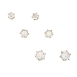Periwinkle Trio of CZ Set in Gold earrings featuring three cascading cubic zirconia stones in a polished gold setting, available at Be Charmed