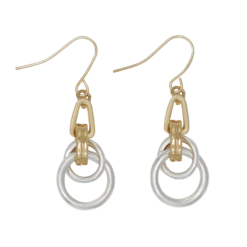 Periwinkle Two Tone Dangles earrings featuring mixed metal finishes and graceful movement, available at Be Charmed