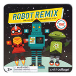 Robot Remix magnetic play set packaging with colorful robots on a dark background. Available at Be Charmed