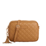 Pom Pom London Quilted City leather crossbody bag in a quilted finish with gold hardware available at Be Charmed.