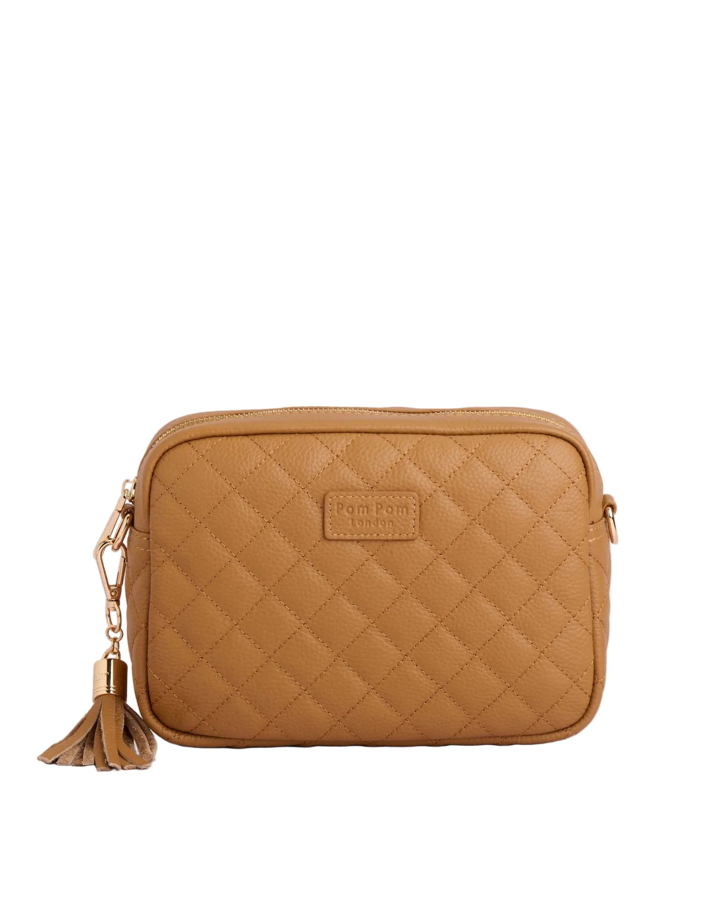 Maple Pom Pom London Quilted City leather crossbody bag in a quilted finish with gold hardware available at Be Charmed.
