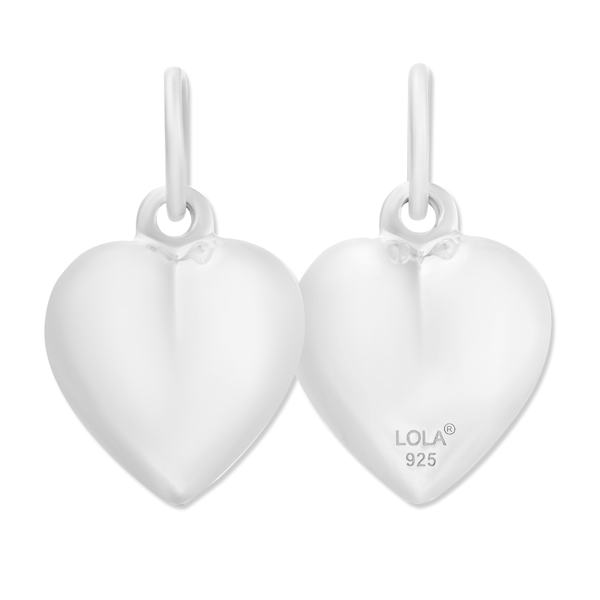 Lola Silver 18MM Puffy Heart pictured front and back