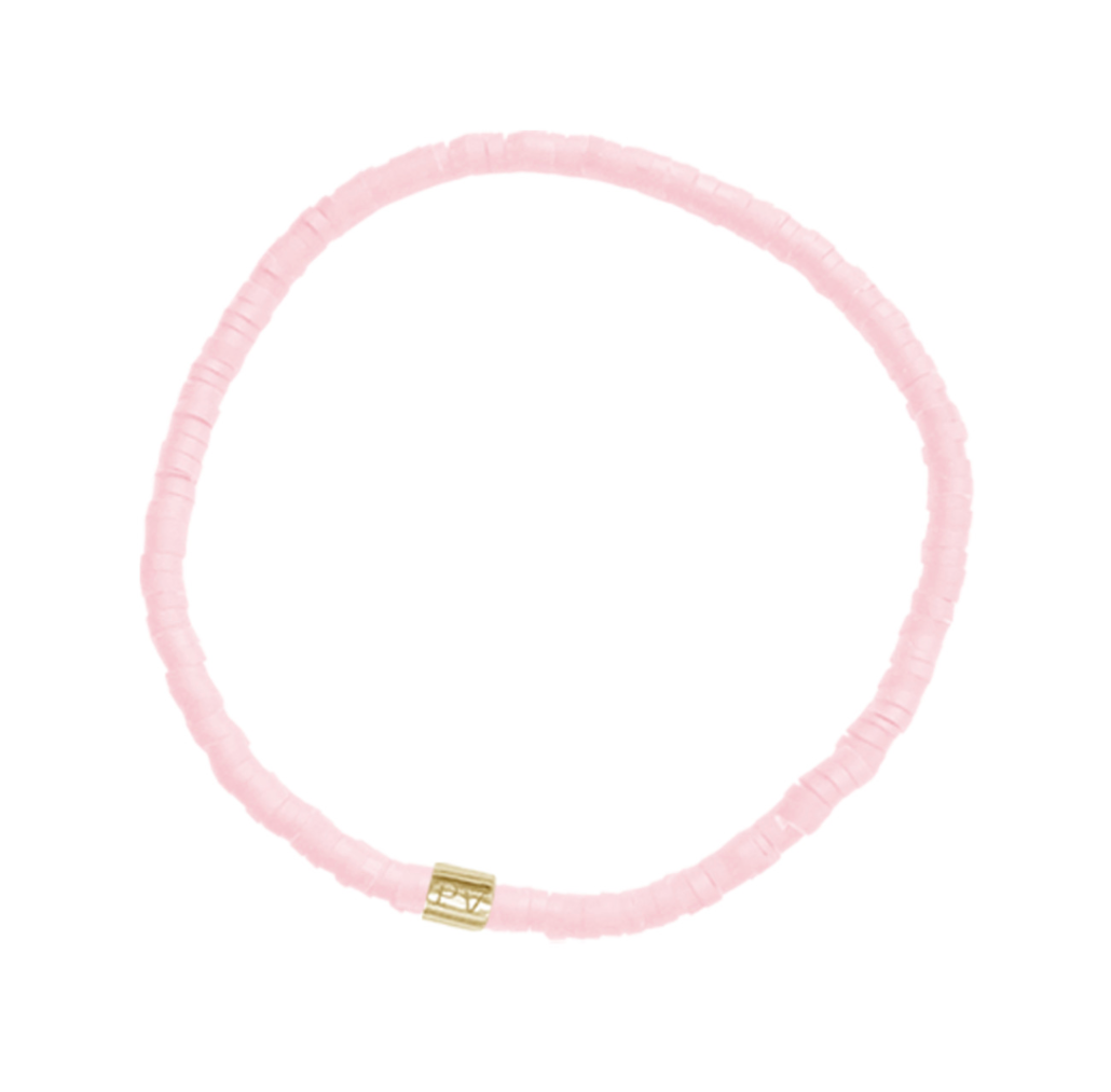 Pura Vida cabrillo vinyl disc stretch bracelet in baby pink available at Be Charmed.