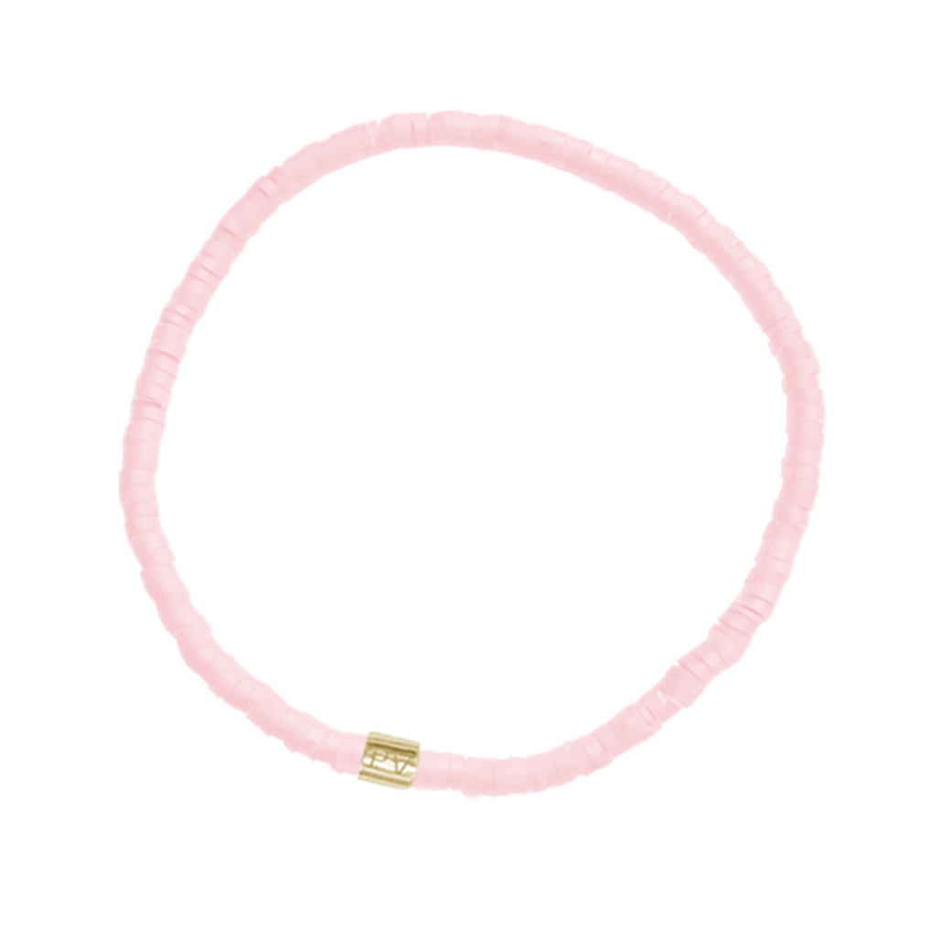 Pura Vida cabrillo vinyl disc stretch bracelet in baby pink available at Be Charmed.