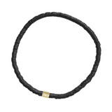 Pura Vida cabrillo vinyl disc stretch bracelet in black available at Be Charmed.