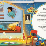 A children's activity book or booklet cover featuring a colorful illustrated bedroom scene with planets, a telescope, toys, and a large white oval containing the title 'The Planets' and a short story. The design is bright and playful, with stars and space-themed decorations visible around the room. Available at Be Charmed