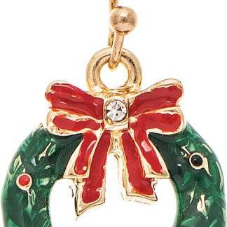 Rain 3D Ribboned Wreath Earrings—festive holiday statement jewelry. Available at Be Charmed