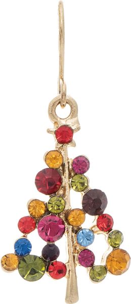 Rain Gold Bright Lights Multicolored Christmas Tree Earrings—festive holiday statement earrings. Available at Be Charmed