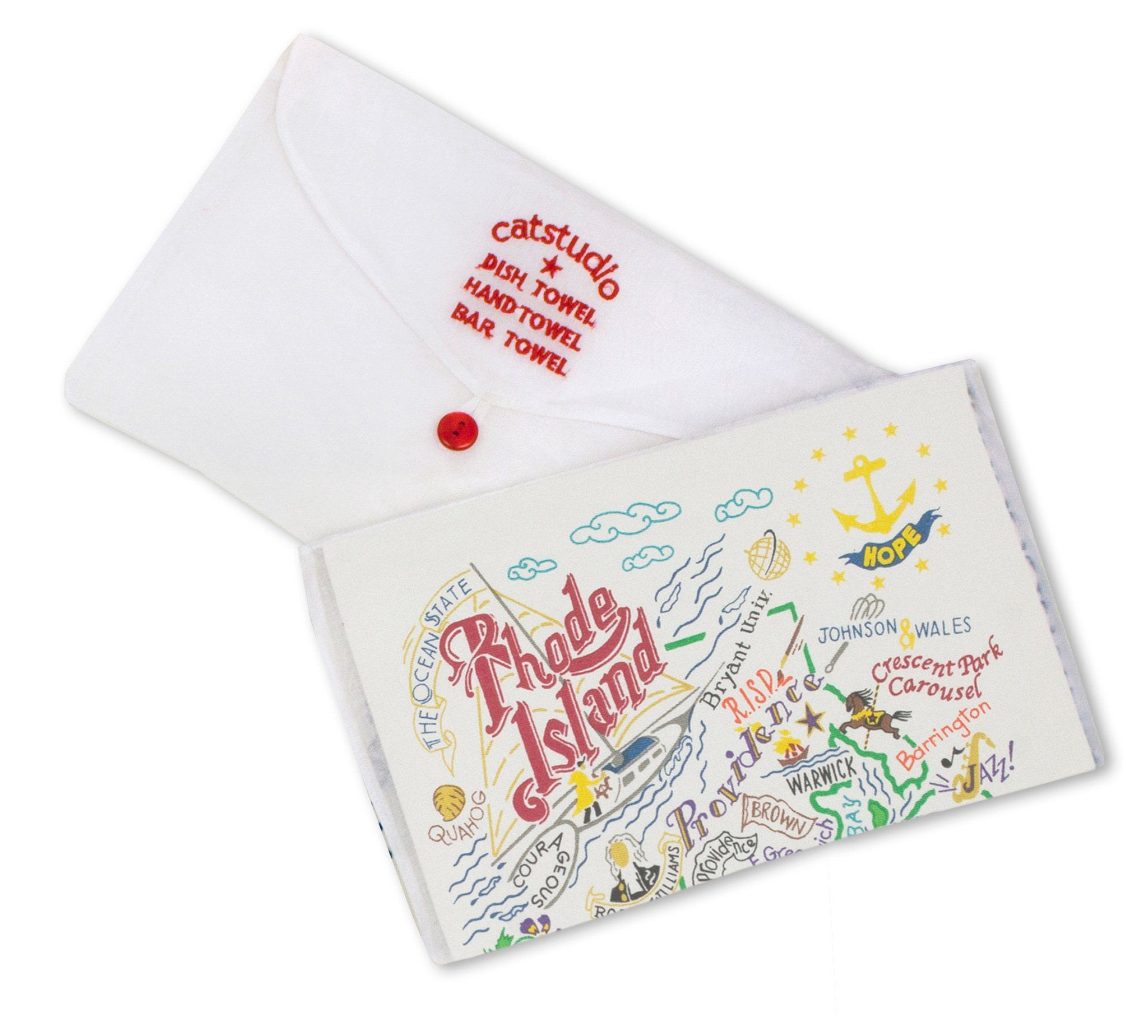 Catstudio Rhode Island Dish Towel with packaging