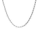 A silver 3mm rolo chain necklace with a clasp, displayed against a white background. Available at Be Charmed