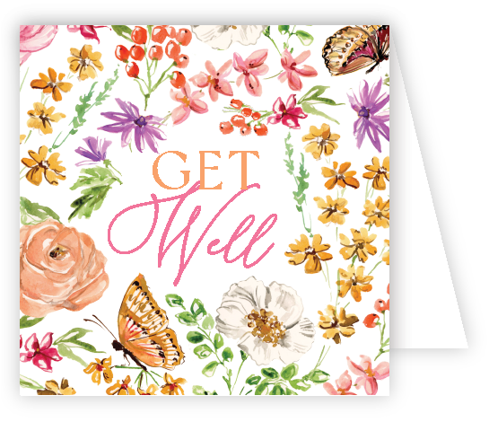 Rosanne Beck Handpainted Floral Get Well enclosure card available at Be Charmed