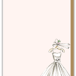 Notepad with a wedding dress illustration and 'Bridal Notes' text on a light pink background Available at Be Charmed