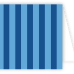 Note card with blue vertical stripes on a white background. Available at Be Charmed