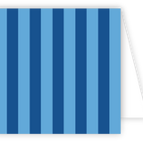 Note card with blue vertical stripes on a white background. Available at Be Charmed