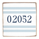 Rustic Marlin blue stripes 6x6 02052 wooden block shelf decor, available at Be Charmed.