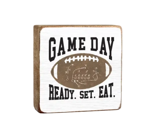 Game Day Football 6x6 Block Sign available at Be Charmed