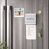 Fridge with a Rustic magnetic notepad, photo, and plant on a refrigerator. Available at Be Charmed