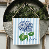 Rustic Marlin - Love Striped Hydrangea Square Twine Sign